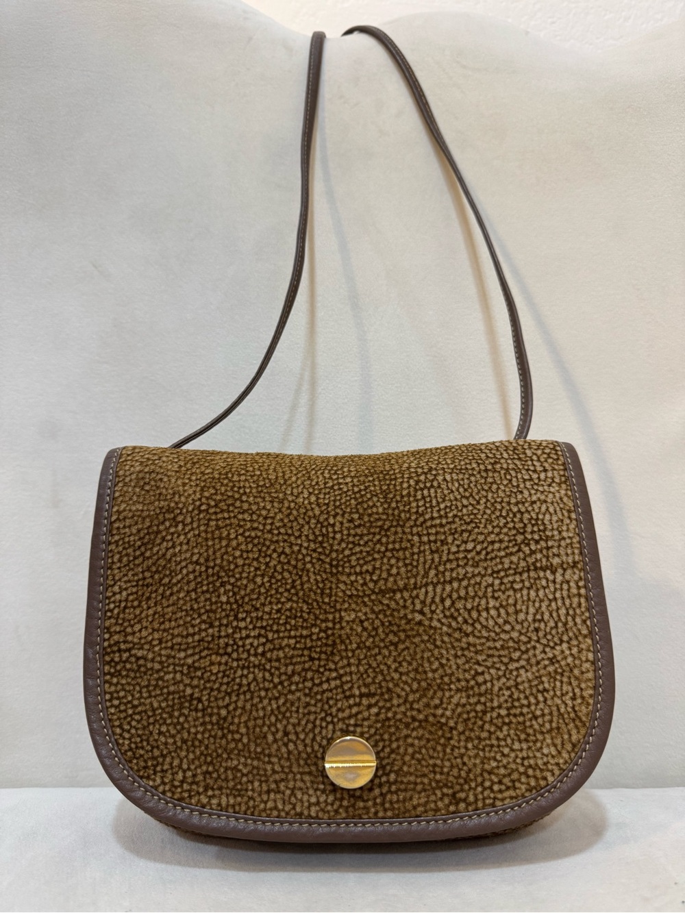 Vintage Borbonese OP Leather Crossbody Bag Italy Mini